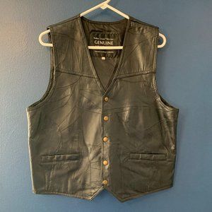 Navarre Leather Company -Italian Stone Design - Black Men's Leather Vest…
